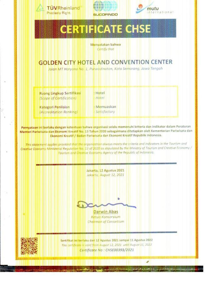 Golden City Hotel And Convention Center - Chse Certified Semarang Exteriör bild